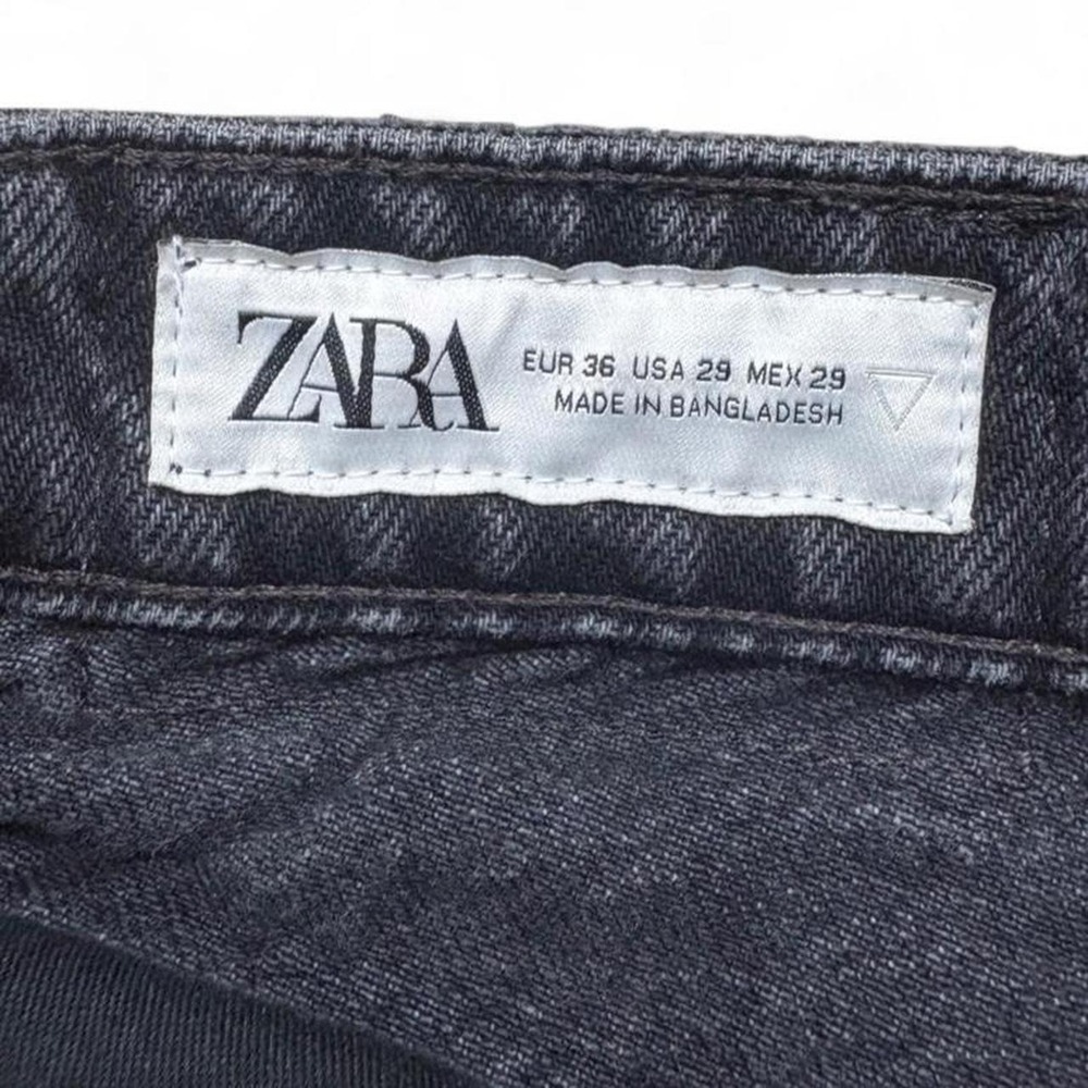 Distressed Skater Straight Leg Jeans Zara Men Faded Black Grunge Streetwear 29" - Picture 6 of 8